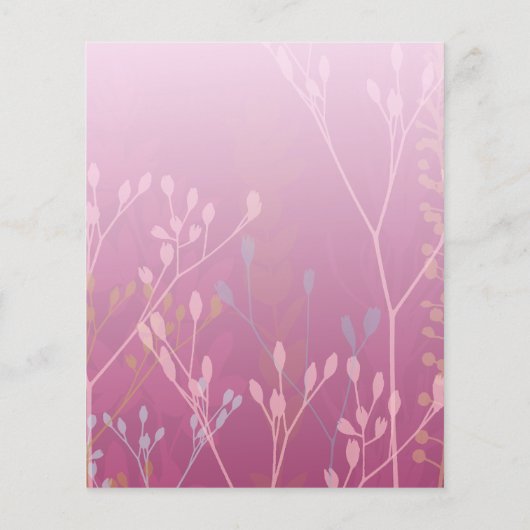 Budget Roze grassen & Foliage Weduwen Uitnodiging (Achterkant)