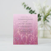 Budget Roze grassen & Foliage Weduwen Uitnodiging (Staand voorkant)