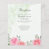 Budget roze groen Roos Floral Wedding Reception Flyer (Voorkant)