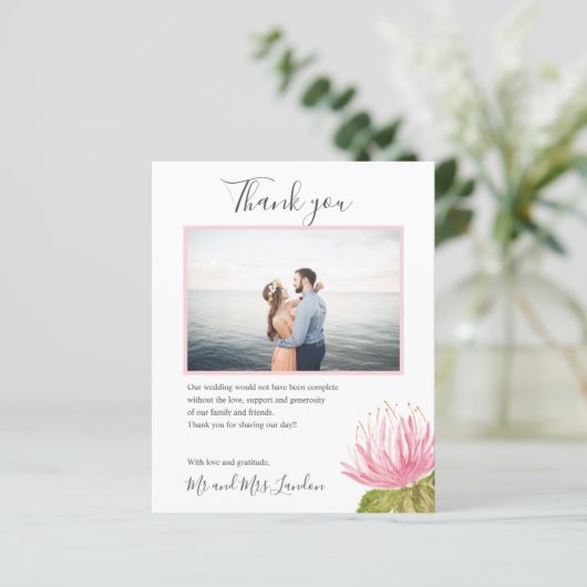 BUDGET roze groene bloem Foto bedankt (Staand voorkant)