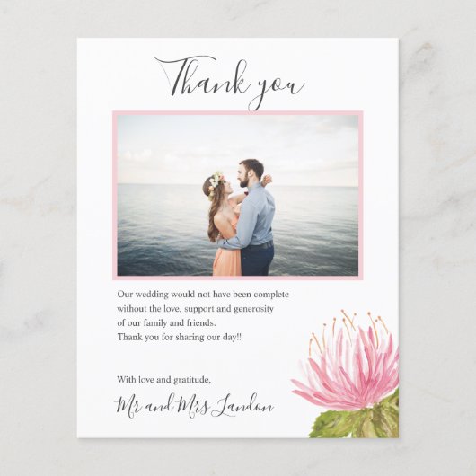 BUDGET roze groene bloem Foto bedankt (Voorkant)