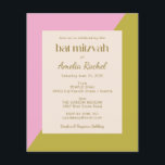 Budget roze groene kleur blok bat Mitzvah nodigt u<br><div class="desc">Budget Modern Roze en Moss Green Color Block Bat Mitzvah Invitation</div>