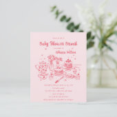Budget Roze Hand Getrokken Meisje Baby shower Brun (Staand voorkant)