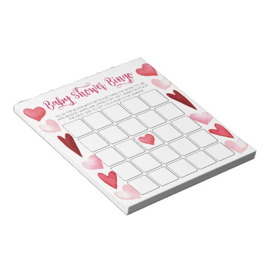 Budget Roze Harten Baby shower Bingogame Notitieblok (Schuin)
