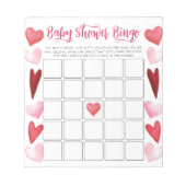 Budget Roze Harten Baby shower Bingogame Notitieblok (Voorkant)