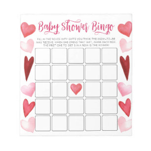 Budget Roze Harten Baby shower Bingogame Notitieblok