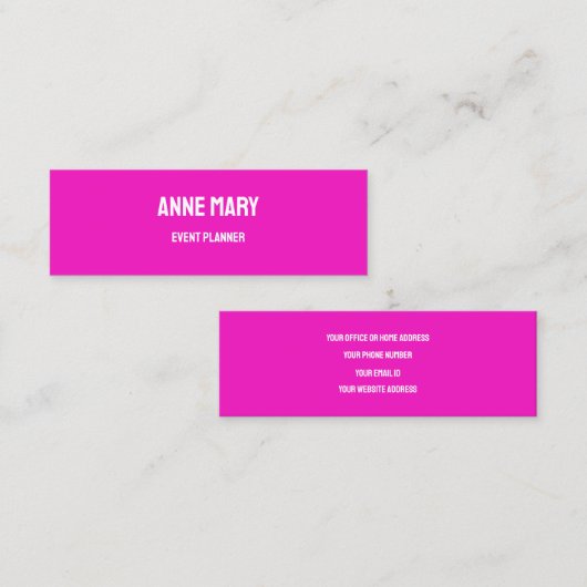 Budget Roze Heldere Kleurrijke Wedding Event Plann Mini Visitekaartje (Voorkant / Achterkant)