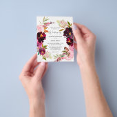 Budget Roze- Hete Blush & Paarse Bloemige Bruiloft Flyer (Hand)