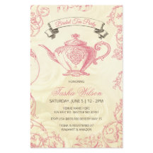 Budget roze Ivory Bridal Tea uitnodiging