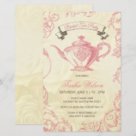 Budget roze Ivory Bridal Tea uitnodiging