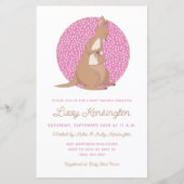 Budget Roze Kangaroo Baby Girl Uitnodiging (Voorkant)