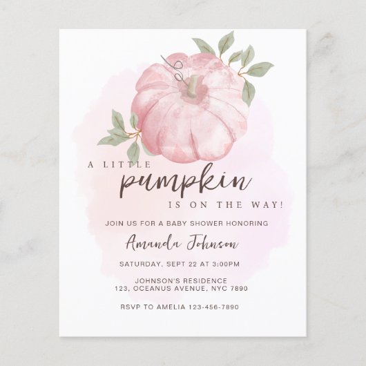 Budget Roze Kleine Pompoen Herfst Herfst Baby show (Voorkant)