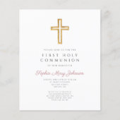 Budget Roze Kruis Meisje Eerste Communie (Voorkant)
