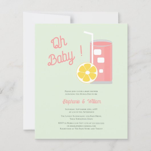Budget Roze Limonade Oh Baby shower QR Code (Voorkant)