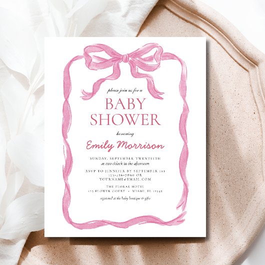 Budget Roze Lint Waterverf Bow Girl Baby shower