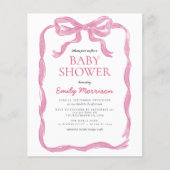 Budget Roze Lint Waterverf Bow Girl Baby shower Flyer (Voorkant)