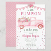 Budget roze Little Pumpkin Baby shower Invitation (Voorkant / Achterkant)