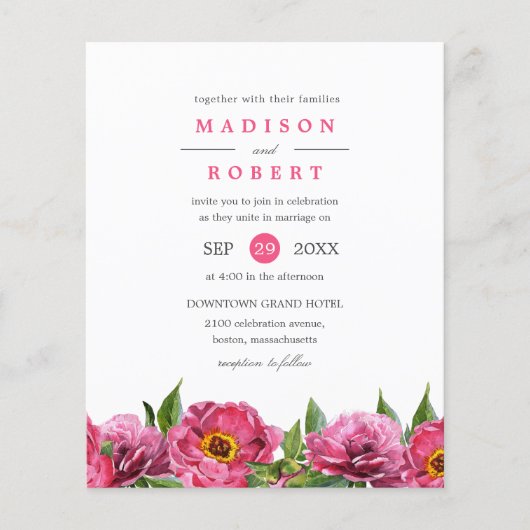 BUDGET  roze magenta pinda's Floral Wedding (Voorkant)