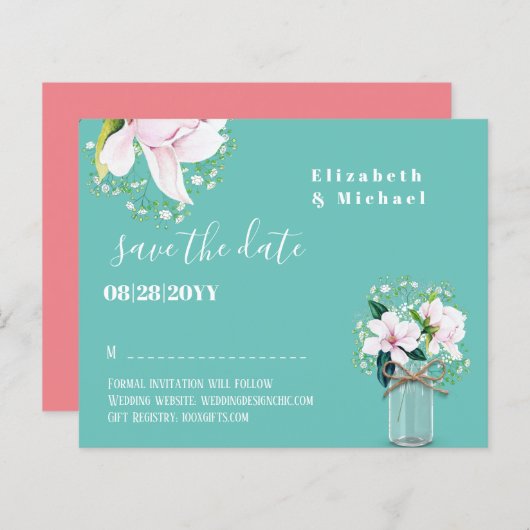 BUDGET Roze Magnolias Floral redt de data (Voorkant / Achterkant)