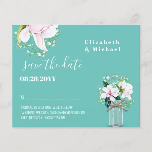 BUDGET Roze Magnolias Floral redt de data (Voorkant)