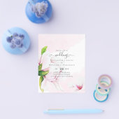 BUDGET  roze Magnolias Floral Wedding Invite Flyer (Enkel)