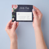 Budget roze marine roze bloem bruiloft RSVP Flyer (Hand)
