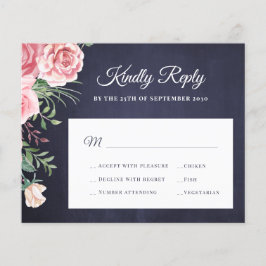 Budget roze marine roze bloem bruiloft RSVP Flyer