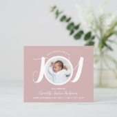 Budget roze meisje drie foto geboorte aankondiging (Staand voorkant)