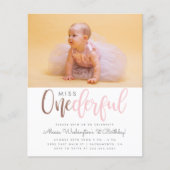 Budget roze Miss Onederful Foto 1e verjaardag (Voorkant)