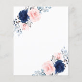 Budget Roze & Navy Bloemen Baby shower Uitnodiging (Achterkant)