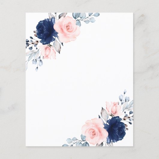 Budget Roze & Navy Bloemen Baby shower Uitnodiging (Achterkant)