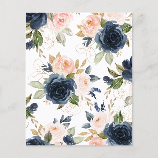 Budget roze, Navy & Gold Baby shower Uitnodiging (Achterkant)