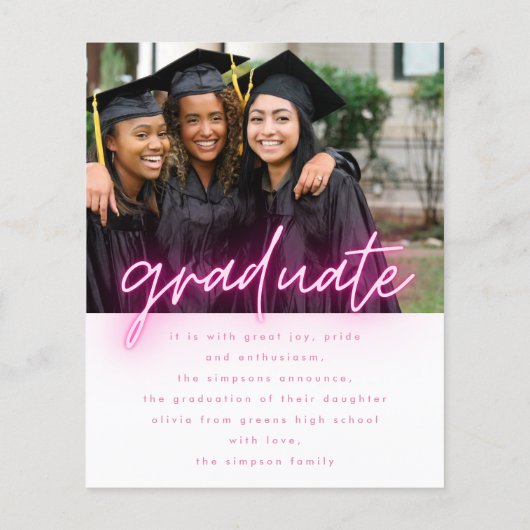 Budget  Roze Neon Afstuderen Flyer (Achterkant)