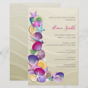 Budget Roze Ocean Beach Baby Shower-uitnodigingen