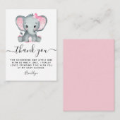 BUDGET Roze olifant Baby shower Dank u wel Notitiekaartje (Voorkant / Achterkant)