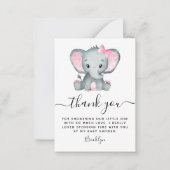 BUDGET Roze olifant Baby shower Dank u wel Notitiekaartje (Voorkant)
