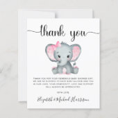 Budget Roze olifant Baby shower Hartelijk dank (Voorkant)