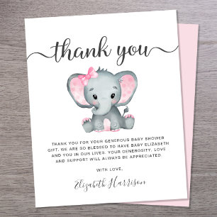 Budget Roze olifant Baby shower Hartelijk dank