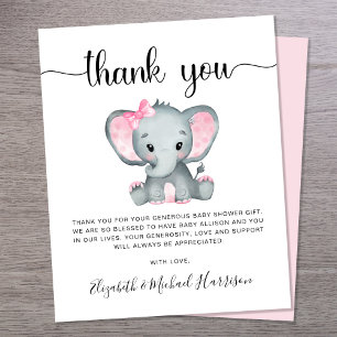 Budget Roze olifant Baby shower Hartelijk dank
