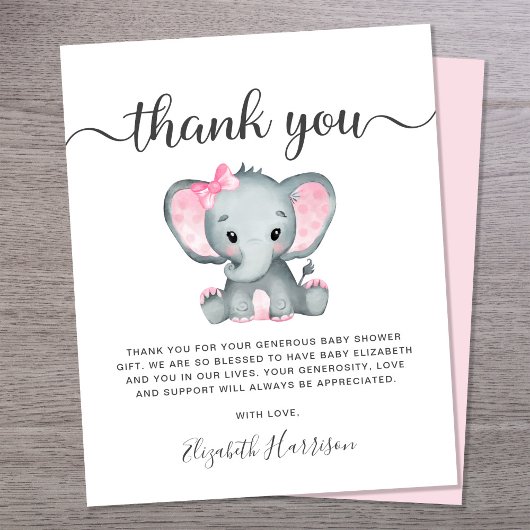 Budget Roze olifant Baby shower Hartelijk dank