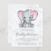 BUDGET Roze Olifant Baby Shower Uitnodiging (Voorkant / Achterkant)