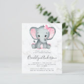 BUDGET Roze Olifant Baby Shower Uitnodiging (Staand voorkant)