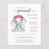 Budget roze olifant Waterverf Girl Baby Sprinkle (Voorkant)