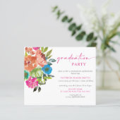 Budget Roze Oranje Bloemen Graduation Party Uitnod (Staand voorkant)