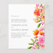 Budget roze Oranje Floral Formal Wedding Invite (Voorkant)