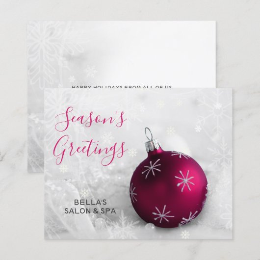Budget Roze Ornament Bedrijfs Kerstkaart (Voorkant / Achterkant)