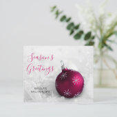 Budget Roze Ornament Bedrijfs Kerstkaart (Staand voorkant)
