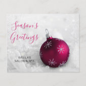 Budget Roze Ornament Bedrijfs Kerstkaart (Voorkant)