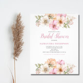 Budget Roze Peach Bloemen Bruidsdouche Uitnodiging Flyer