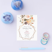 Budget Roze & Perzik Bloemengraduatiefeest Flyer (Enkel)